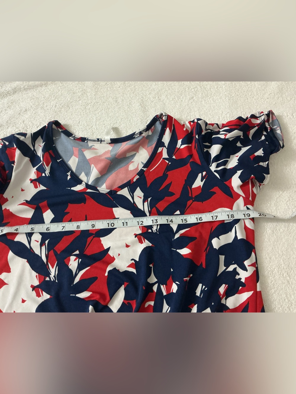 Passport Red, White & Navy Abstract Tie-Front V-Neck Top - Picture 5 of 9